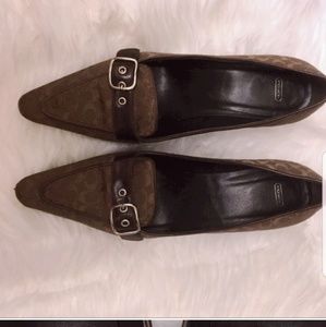 COACH JAYNEA SIGNATURE BROWN 3 INCH HEELS